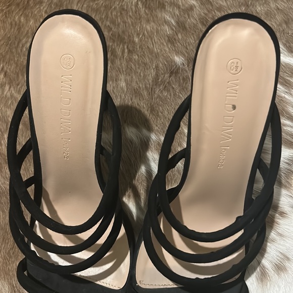 wild diva strappy black pointed toe heel - Picture 2 of 4